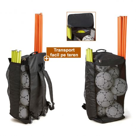 Sac pentru mingi si accesorii antrenament, cu role