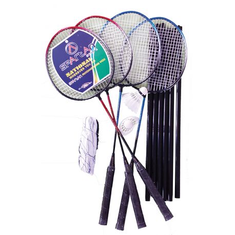 Set badminton 4 rachete, fileu si 2 fluturasi