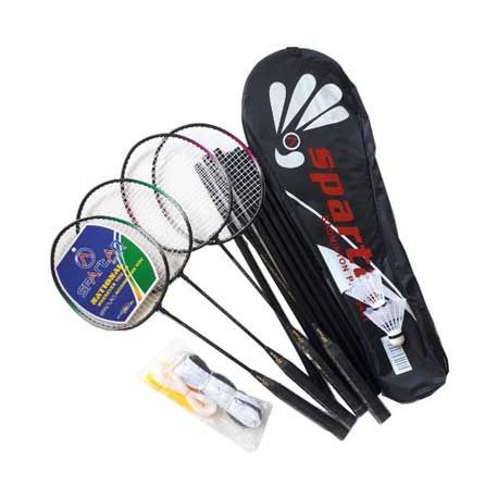 Rachete badminton joc dublu, cu fileu si fluturasi - set